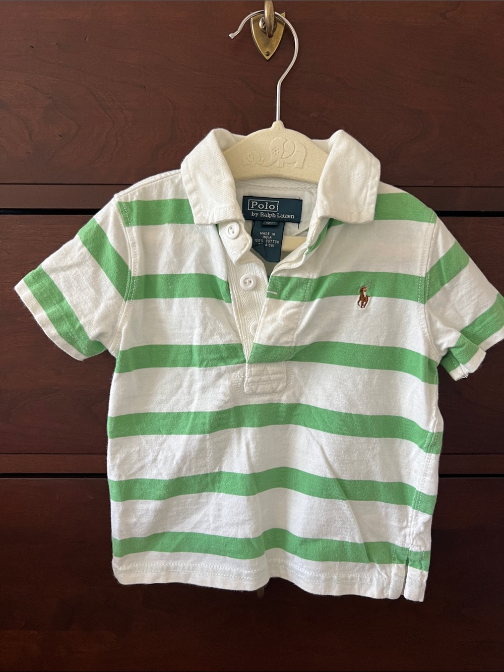 Polo by Ralph Lauren White & Green Striped Short-Sleeve Polo - Kids